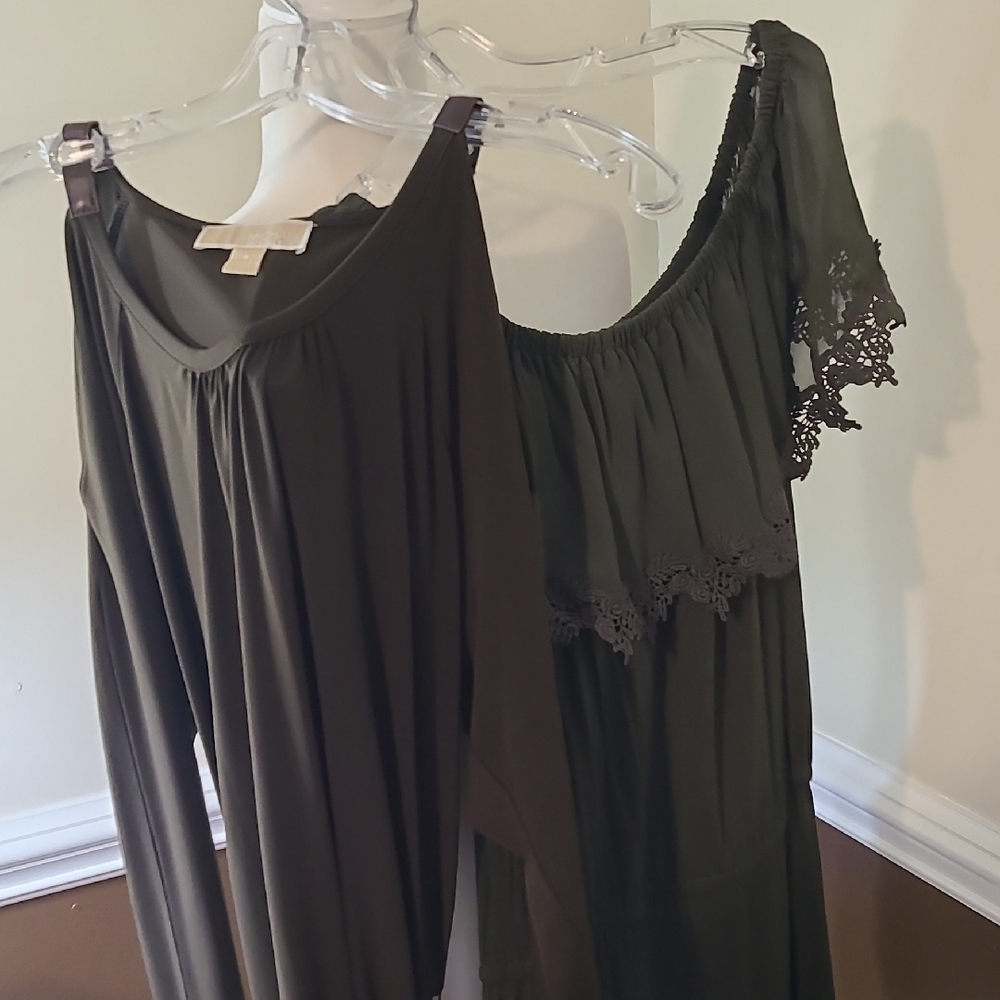 Michael Kors One Shoulder Olive Dress